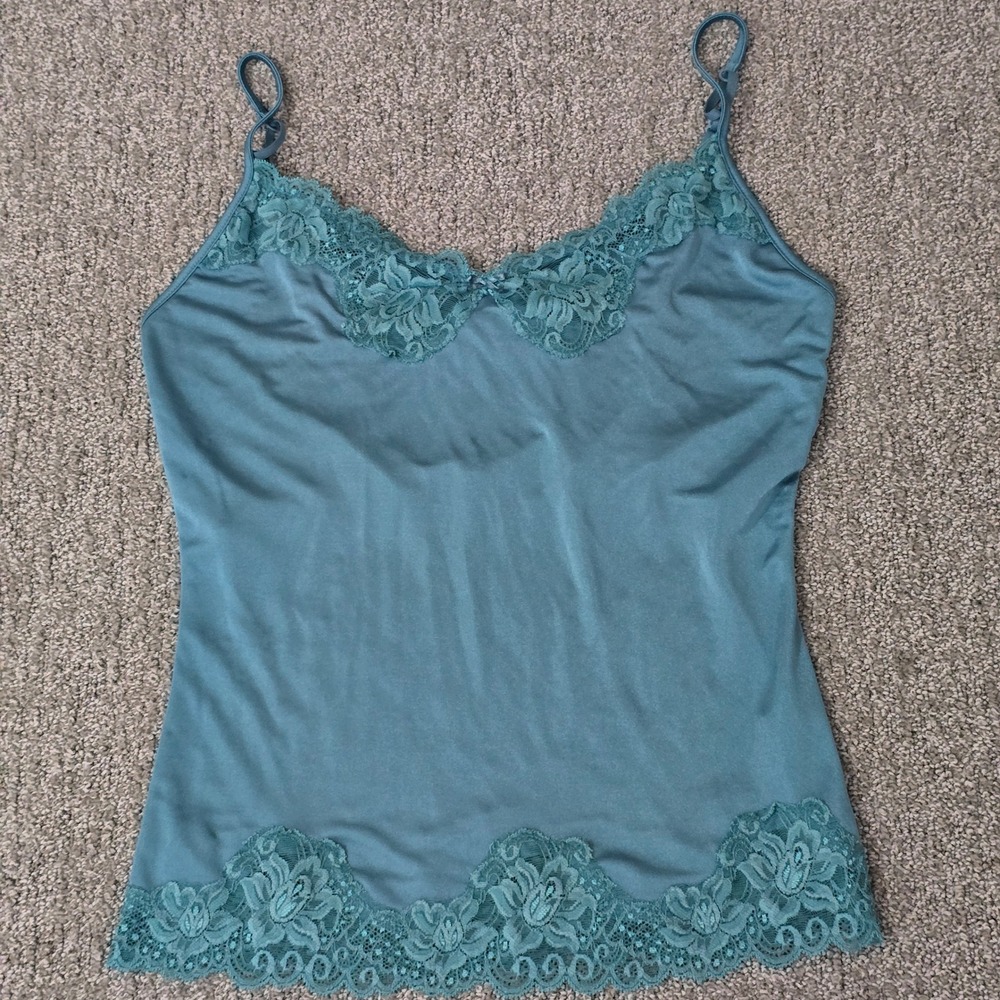 Vintage The Limited Teal Lace Trim Cami Y2K Coquette Tank Top Women's M